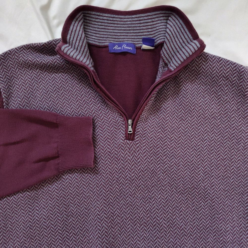 Alan Flusser‎ Mens Size L Quarter Zip Pullover Sweater